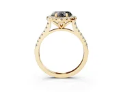 Heart-Shaped Halo Engagement Ring Setting for a Black Center | Tapered Band | Yellow Gold