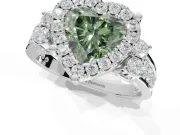Heart-Shaped Halo Engagement Ring Setting for a Fancy Green Lab-Grown Diamond | Graduated Channel Band | White Gold