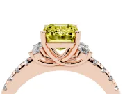 Emerald Cut Side Stone Engagement Ring Setting for a Fancy Yellow Lab-Grown Diamond | Pave Band | Rose Gold