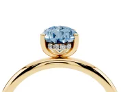 Fancy Blue Pear Cut Diamond Solitaire Engagement Ring Set in Yellow gold with Prong Setting and Polished Band
