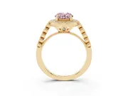 Oval Milgrain Halo Engagement Ring Setting for a Fancy Pink Lab-Grown Diamond | Graduated Bezel Accents | Yellow Gold