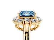 Princess Cut Graduated Milgrain Halo Engagement Ring Setting for a Fancy Blue Lab-Grown Diamond | Yellow Gold