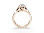 Oval Halo Pavé Engagement Ring Setting | Narrow Split Shank | Rose Gold