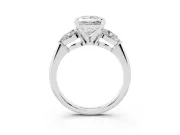 Three-Stone Princess Cut Diamond Ring Set in Platinum with Pear Side Stones and Prong Setting
