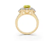 Fancy Yellow Radiant Cut Diamond Halo Split Shank Engagement Ring Set in Yellow gold with Prong-Held Center Stone