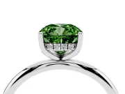 Cushion Cut Hidden Halo Engagement Ring Setting for a Fancy Green Lab-Grown Diamond | Plain Band | Sterling Silver