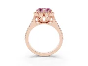Asscher Cut Floral Halo Engagement Ring Setting for a Fancy Pink Lab-Grown Diamond | Pavé Split Shank | Rose Gold