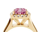 Cushion Cut Halo Engagement Ring Setting for a Fancy Pink Lab-Grown Diamond | Square Profile Band | Yellow Gold