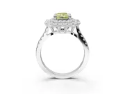 Canary Yellow Radiant Cut Lab-Grown Diamond Double Halo Statement Ring Set in Platinum with Pavé Band