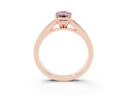 Fancy Pink Emerald Cut Diamond Solitaire Ring Set in Rose gold with Channel-Set Band and Prong Setting