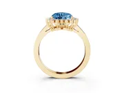 Heart-Shaped Scalloped Halo Engagement Ring Setting for a Fancy Blue Lab-Grown Diamond | Yellow Gold