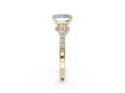 Radiant Cut Pavé Solitaire Engagement Ring Setting for a Fancy Blue Lab-Grown Diamond | Crossover Gallery | Yellow Gold