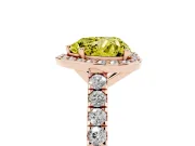Fancy Yellow Heart Cut Diamond Halo Engagement Ring Set in Rose gold with Pavé Band and Prong Setting