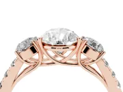 Pear-Shaped Three Stone Engagement Ring Setting | Pave Shoulders | Rose Gold