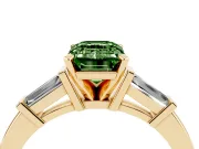 Emerald Cut Three-Stone Engagement Ring Setting for a Fancy Green Lab-Grown Diamond | Tapered Baguettes | Yellow Gold