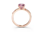Fancy Pink Princess Cut Diamond Cluster Solitaire Ring Set in Rose gold with Prong Setting