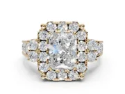 Radiant Cut Halo Side Cluster Engagement Ring Setting | Graduated Channel Band | Yellow Gold