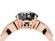 Round Vintage Leaf Solitaire Engagement Ring Setting for a Black Center | Milgrain Edges | Rose Gold