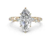 Marquise Solitaire Engagement Ring Setting | Graduated Scattered Accents | Yellow Gold