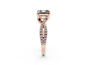 Asscher Cut Twisted Pavé Engagement Ring Setting for a Black Center | Split Shank | Rose Gold