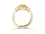Fancy Yellow Heart Cut Diamond Milgrain Solitaire Ring Set in Yellow gold with Tapered Pavé Band and Prong Setting
