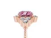 Cushion Cut Cluster Engagement Ring Setting for a Fancy Pink Lab-Grown Diamond | Rose Gold