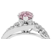 Fancy Pink Marquise Cut Diamond Halo Ring Set in Platinum with Marquise and Pavé Band in Prong Setting