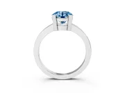 Fancy Blue Round Cut Diamond Solitaire Ring Set in White gold with Prong Head and Smooth Polished Band