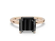 Asscher Cut Hidden Halo Engagement Ring Setting for a Black Center | Thin Plain Band | Rose Gold