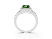 Fancy Green Princess Cut Diamond Pavé Band Halo Engagement Ring Set in Platinum with Prong Setting