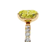 Radiant Cut Pave Solitaire Engagement Ring Setting for a Fancy Yellow Lab-Grown Diamond | Slim Band | Yellow Gold