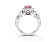 Round Vintage Halo Engagement Ring Setting for a Fancy Pink Lab-Grown Diamond | White Gold