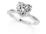 Heart-Shaped Twisted Solitaire Engagement Ring Setting | Beaded Twist Band | Sterling Silver