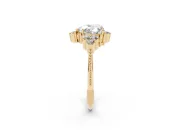 Heart-Shaped Vintage Cluster Engagement Ring Setting | Beaded Edges | Yellow Gold