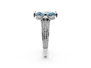Fancy Blue Marquise Cut Diamond Pavé Split Shank Solitaire Ring Set in White gold with Prong Setting