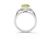 Fancy Yellow Three-Stone Heart Cut Diamond Ring Set in Silver with Pear Side Stones and Prong Setting