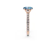 Oval Pave Engagement Ring Setting for a Fancy Blue Lab-Grown Diamond | Shared Prong Band | Rose Gold