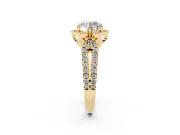 Round Petal Frame Floral Halo Engagement Ring Setting | Pavé Split Shank | Yellow Gold