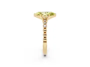 Marquise Beaded Solitaire Engagement Ring Setting for a Fancy Yellow Lab-Grown Diamond | Yellow Gold
