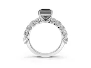 Princess Cut Side Stone Engagement Ring Setting for a Black Center | White Gold
