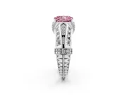 Fancy Pink Radiant Cut Diamond Vintage-Inspired Milgrain Ring Set in White gold with Accent Split Shank