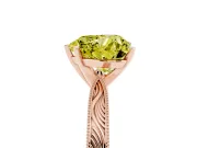 Fancy Yellow Heart Cut Diamond Solitaire Milgrain Engraved Band Set in Rose gold with Prong Setting