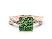 Princess Cut Crossover Engagement Ring Setting for a Fancy Green Lab-Grown Diamond | Rose Gold