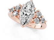 Marquise Cluster Side Stone Engagement Ring Setting | Plain Band | Rose Gold