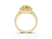 Round Vintage Milgrain Halo Engagement Ring Setting for a Fancy Yellow Lab-Grown Diamond | Pierced Gallery | Yellow Gold