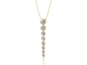 Round Lab-Grown Diamond Graduated Bezel Drop Necklace | Tapered Spike Tip | Yellow Gold