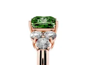 Princess Cut Side Stone Engagement Ring Setting for a Fancy Green Lab-Grown Diamond | Rose Gold