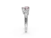 Heart-Shaped Three Stone Engagement Ring Setting for a Fancy Pink Lab-Grown Diamond | Plain Band | Platinum