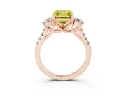Asscher Cut Three-Stone Engagement Ring Setting for a Fancy Yellow Lab-Grown Diamond | Rose Gold