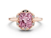 Radiant Cut Petal Halo Engagement Ring Setting for a Fancy Pink Lab-Grown Diamond | Rose Gold